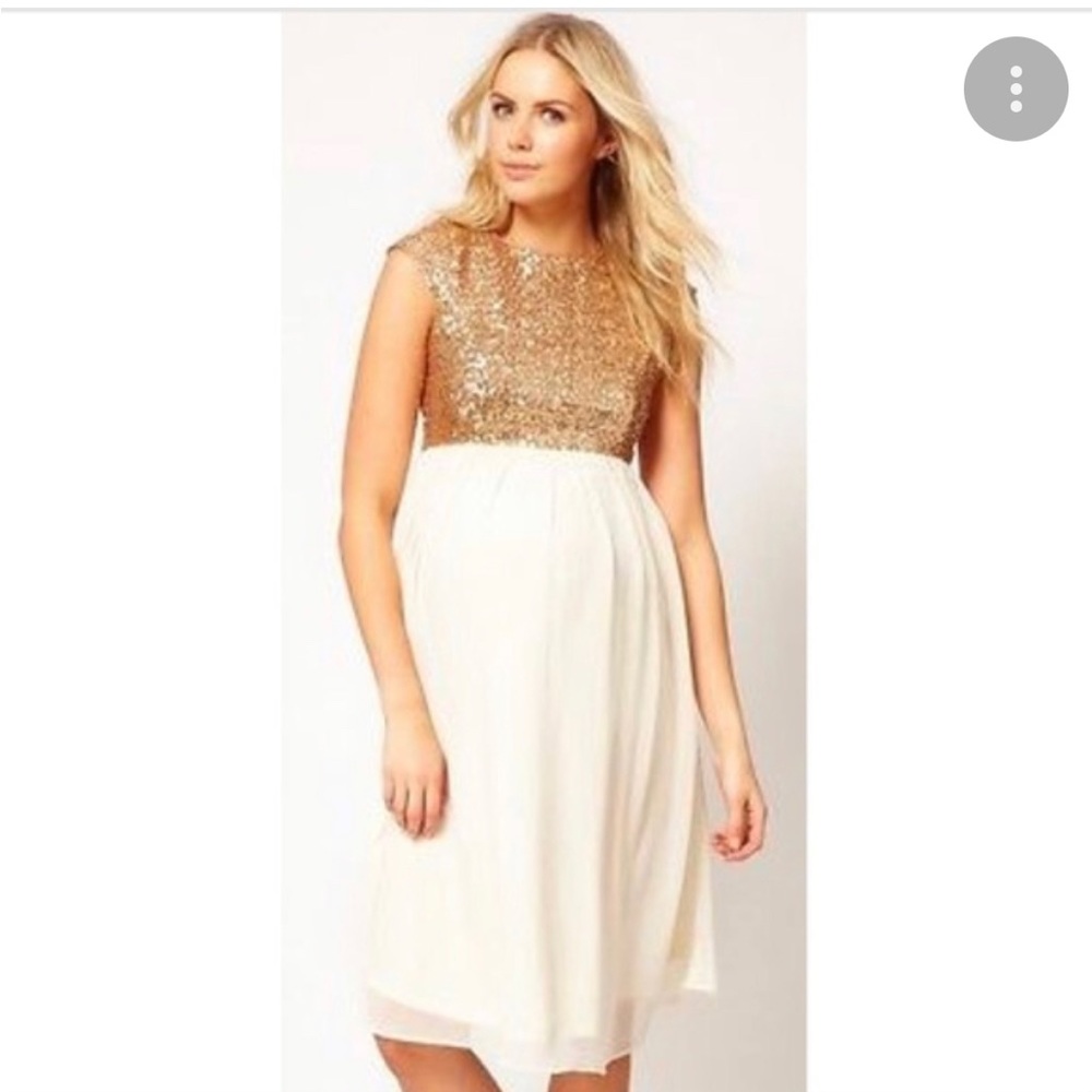 ASOS gold and tulle maternity dress